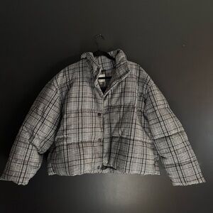 A New Day Plaid Black Puffer Jacket